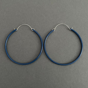 Tubing Hoop Bangle Earrings - Large, Cadet Blue