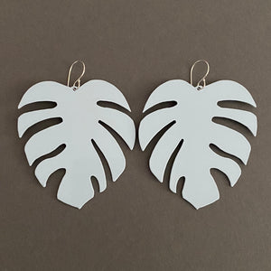Tropical Leaf Earrings - Cotton Candy Blue