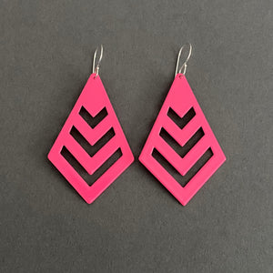 Chevron Earrings - Sassy Pink