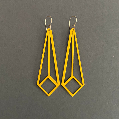 Angled Square Earrings - School Bus Yellow