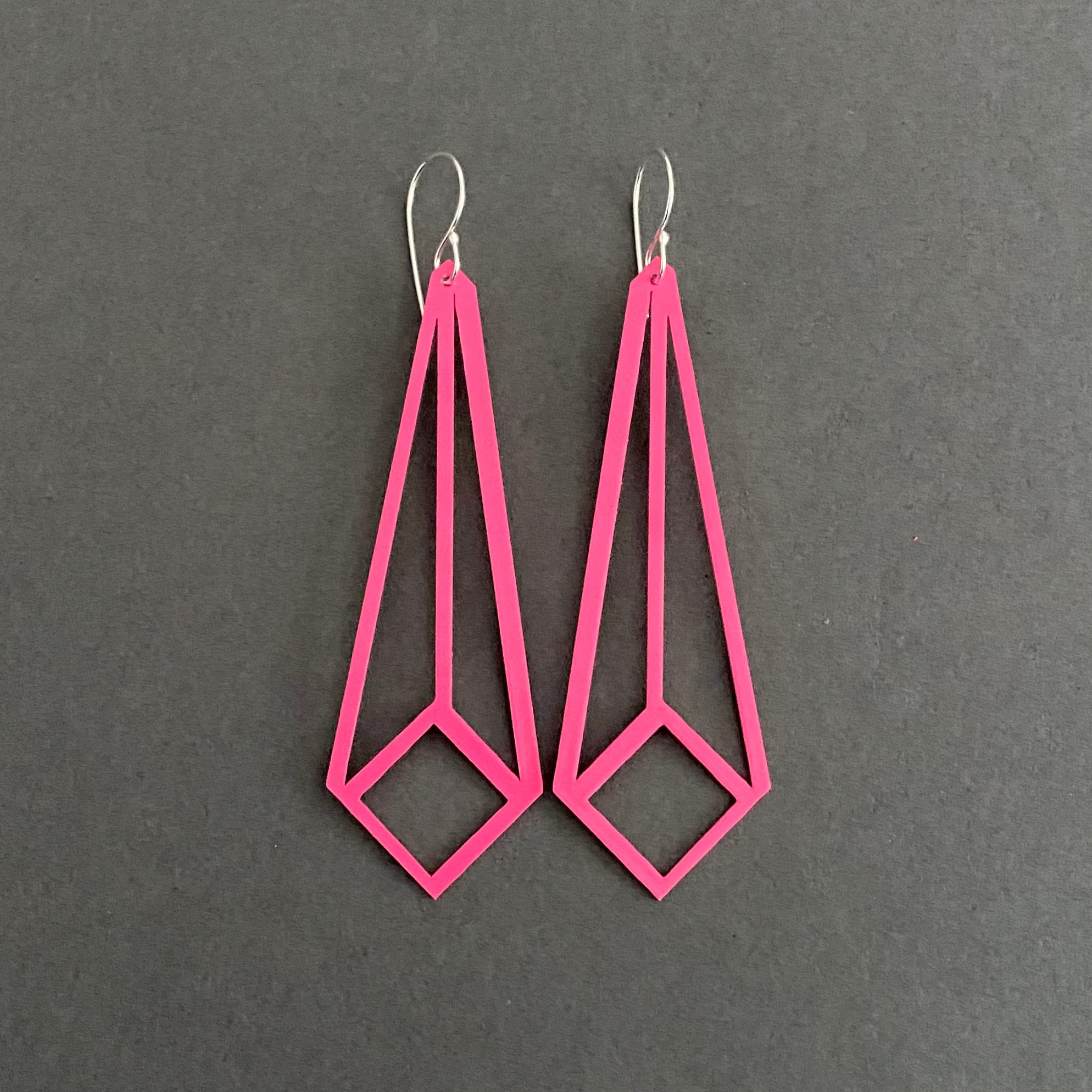 Angled Square Earrings - Sassy Pink