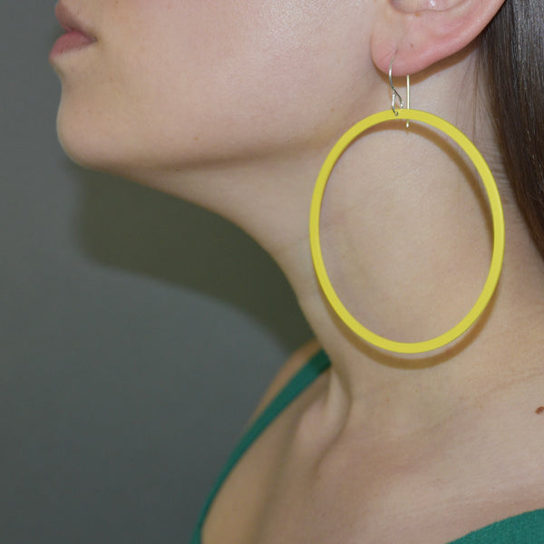 Bangle Earrings - Narrow, Matte Yellow