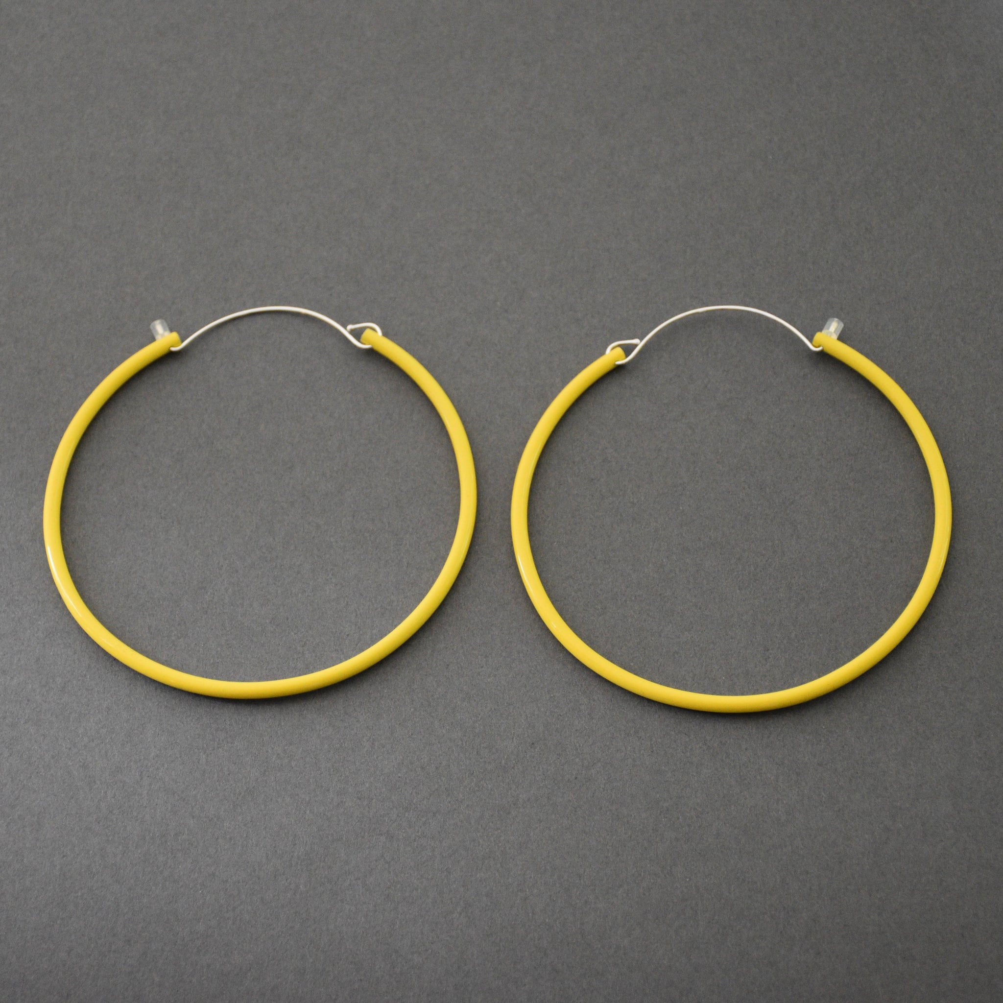 Tubing Hoop Bangle Earrings - Large, Yellow