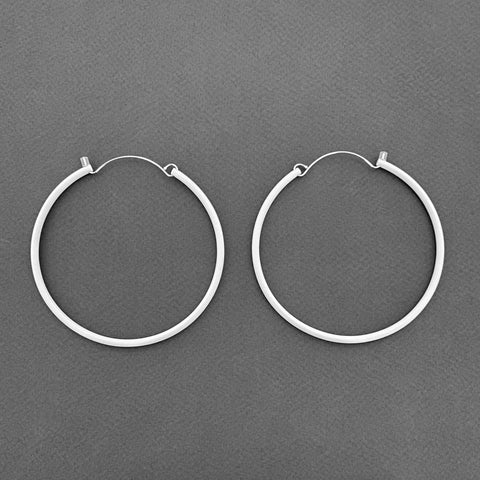 Tubing Hoop Bangle Earrings - Large, White