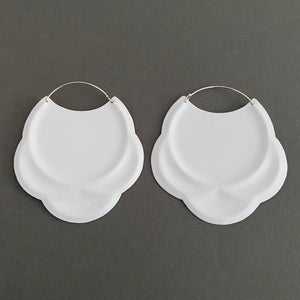 Pressed Scallop Hoops - Large, Matte White