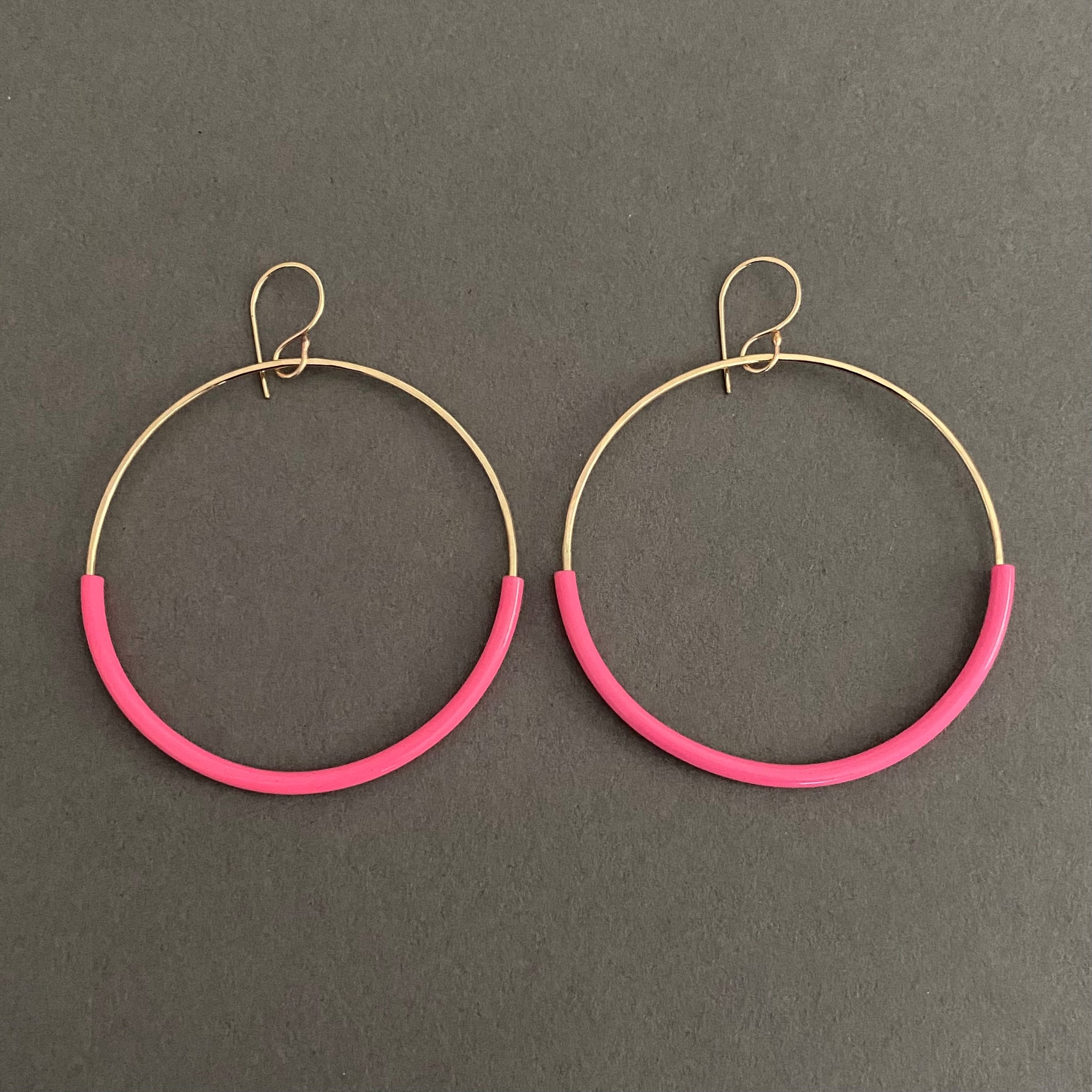 Hammered Hoop Bangle Earrings - Sassy Pink