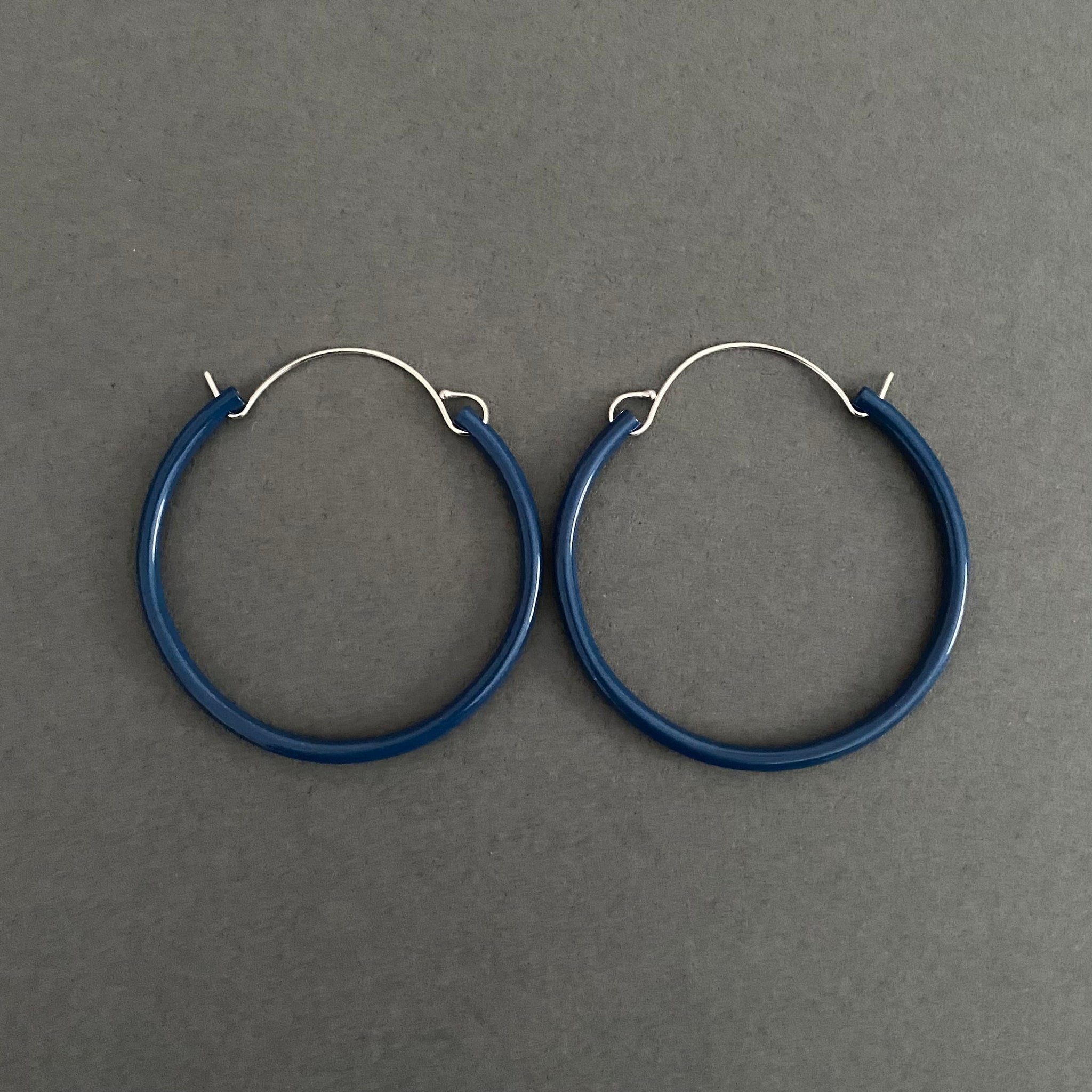 Tubing Hoop Bangle Earrings - Medium, Cadet Blue