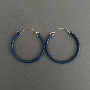 Tubing Hoop Bangle Earrings - Medium, Cadet Blue