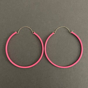 Tubing Hoop Bangle Earrings - Large, Sassy Pink
