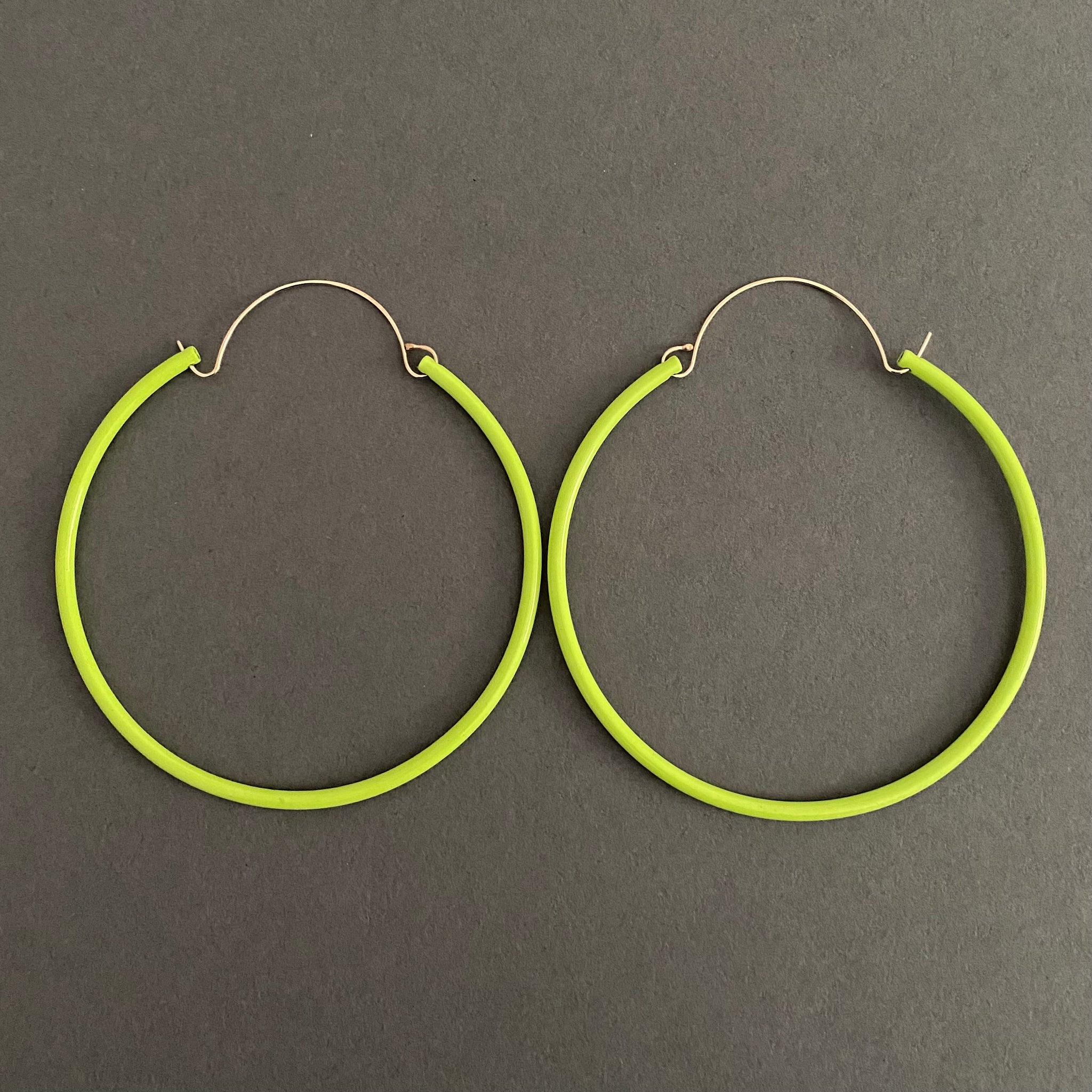 Tubing Hoop Bangle Earrings - Large, Chartreuse