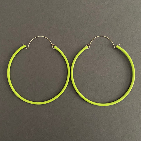 Tubing Hoop Bangle Earrings - Large, Chartreuse