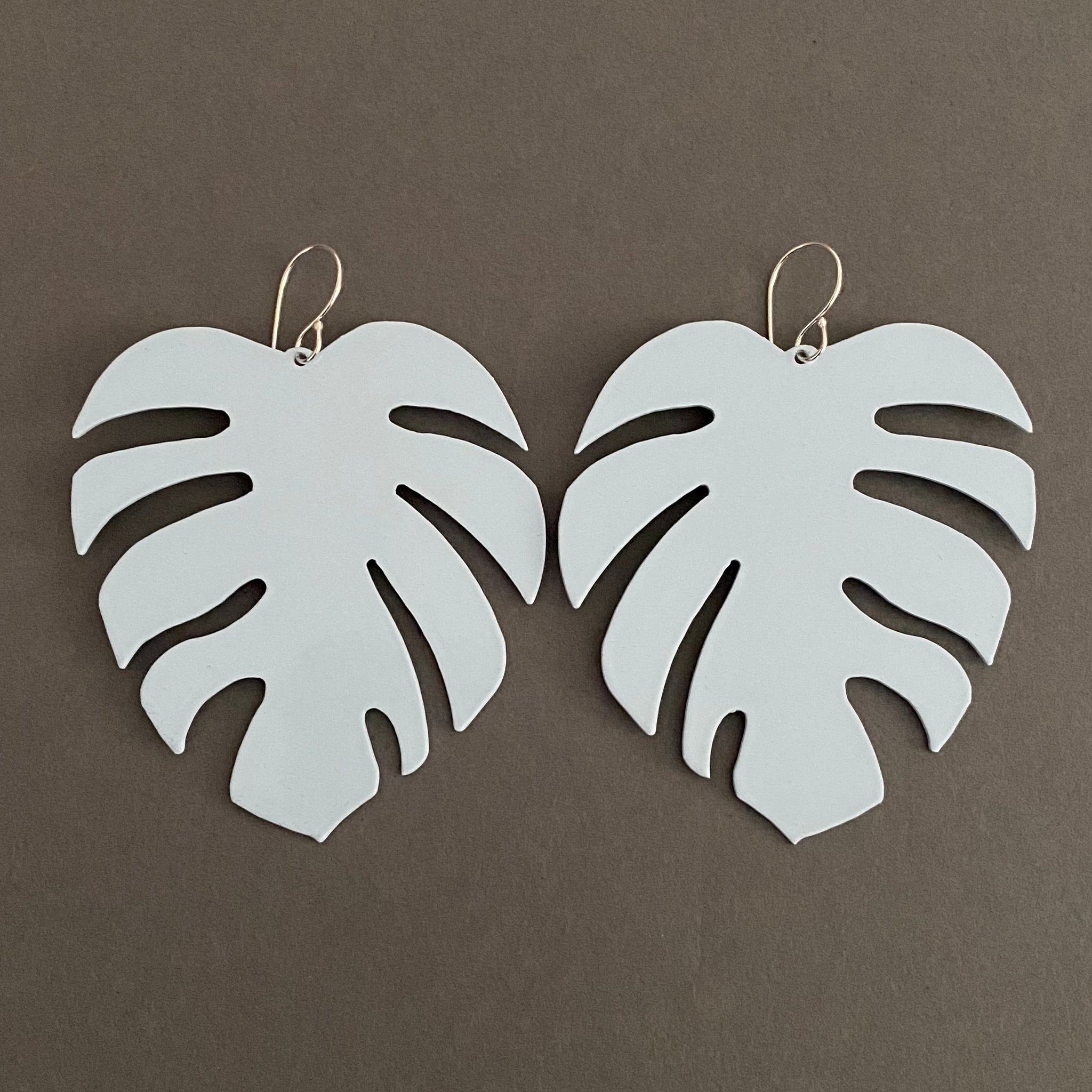 Tropical Leaf Earrings - Cotton Candy Blue