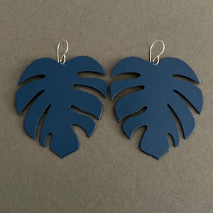 Tropical Leaf Earrings - Cadet Blue
