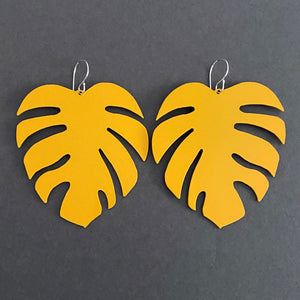 Tropical Leaf Earrings - School Bus Yellow