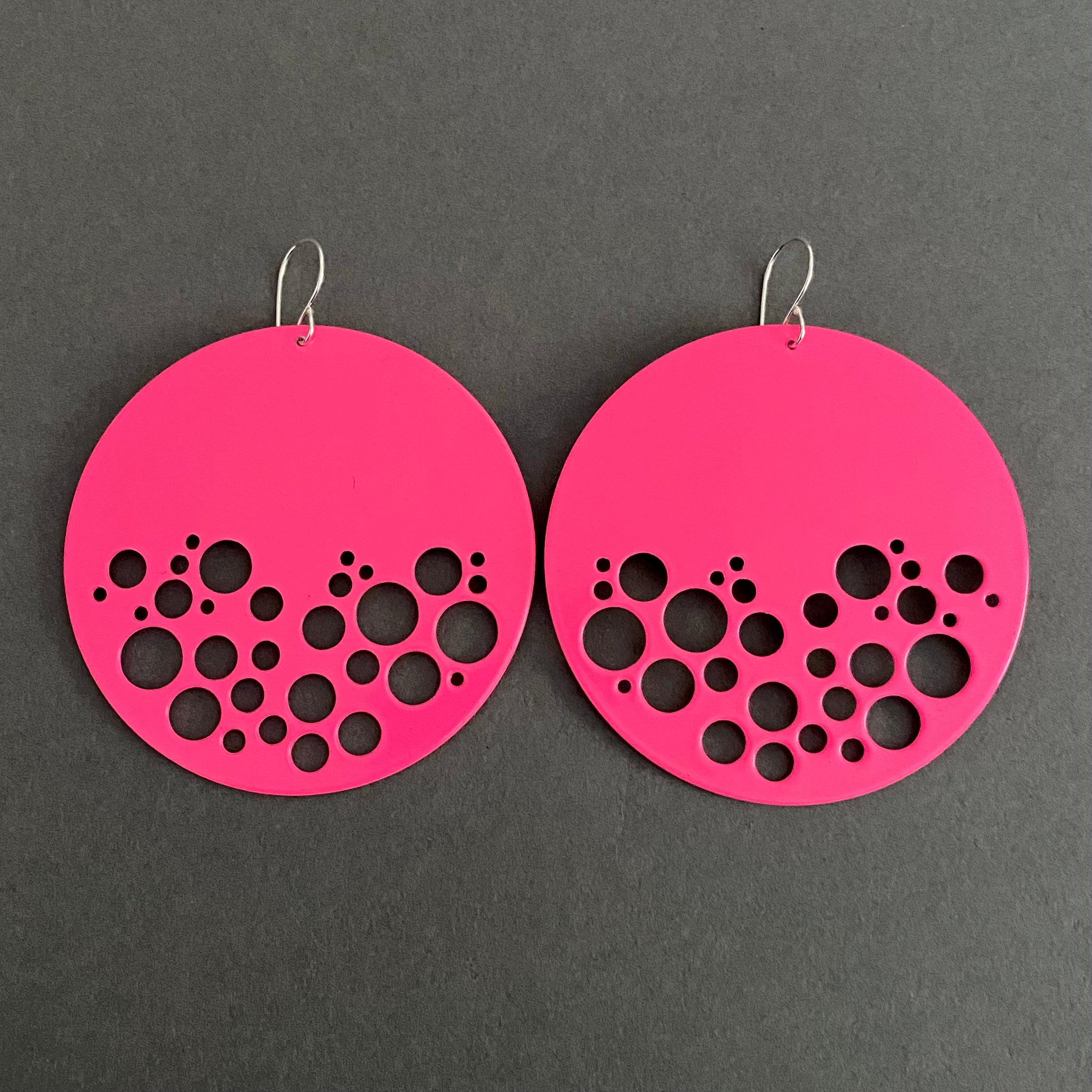 Dot Disc Earrings - Large, Sassy Pink