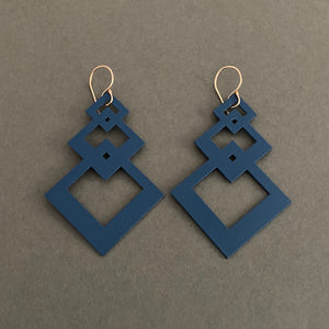 Interlocking Square Earrings - Cadet Blue