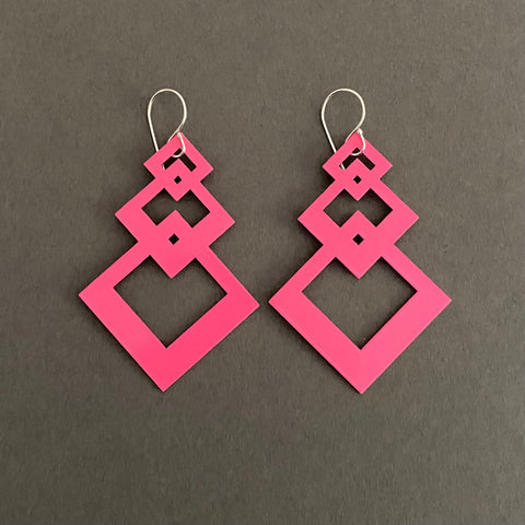 Interlocking Square Earrings - Sassy Pink