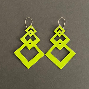 Interlocking Square Earrings - Chartreuse