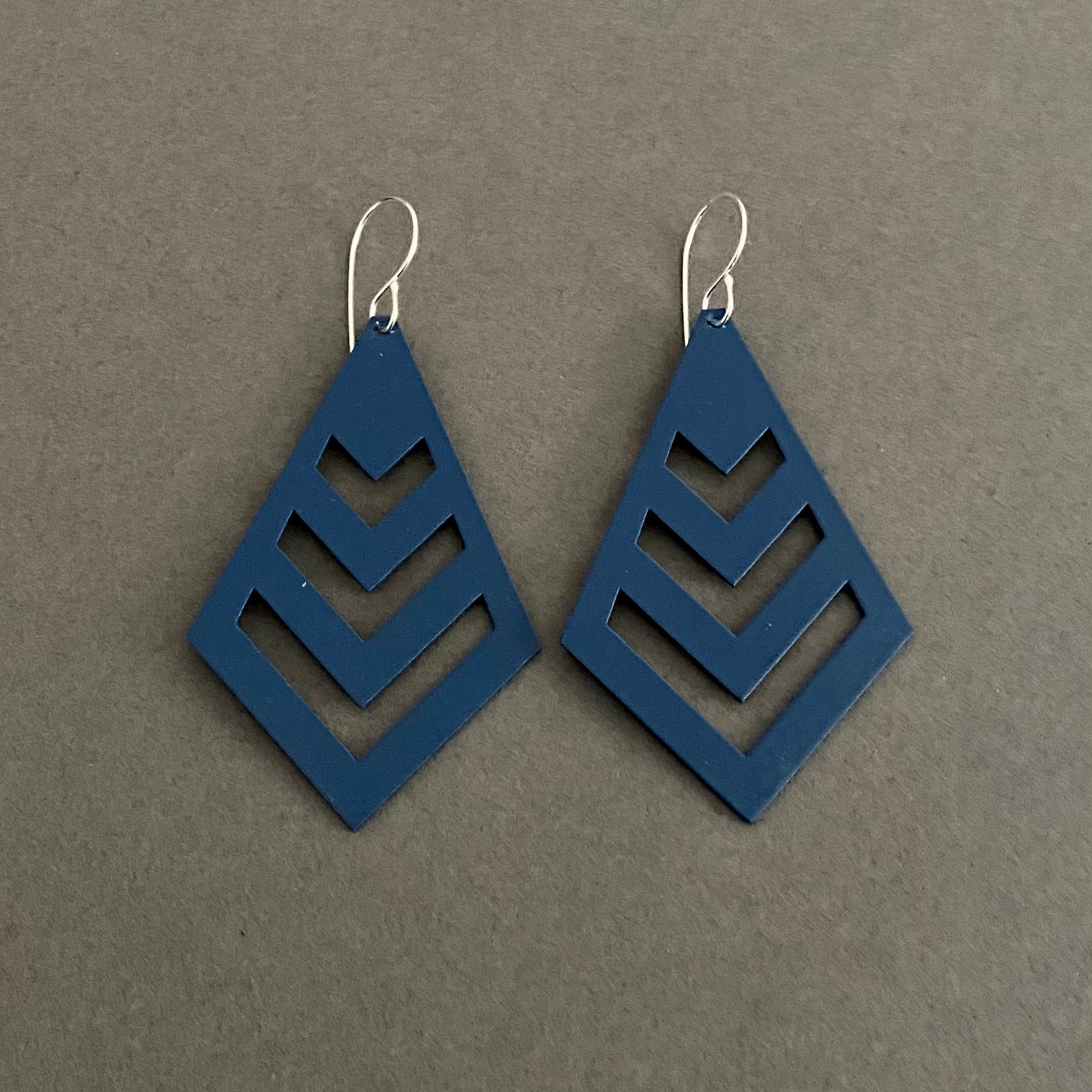Chevron Earrings - Cadet Blue