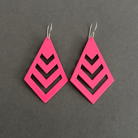 Chevron Earrings - Sassy Pink