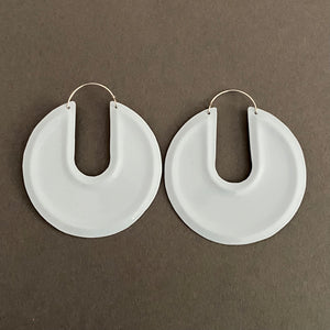 Pressed Deep "U" Hoops - Large, Cotton Candy Blue