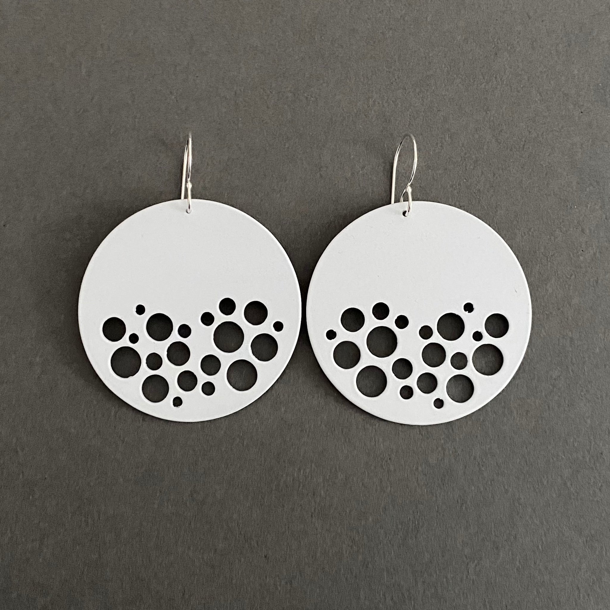 Dot Disc Earrings - Medium, Matte White