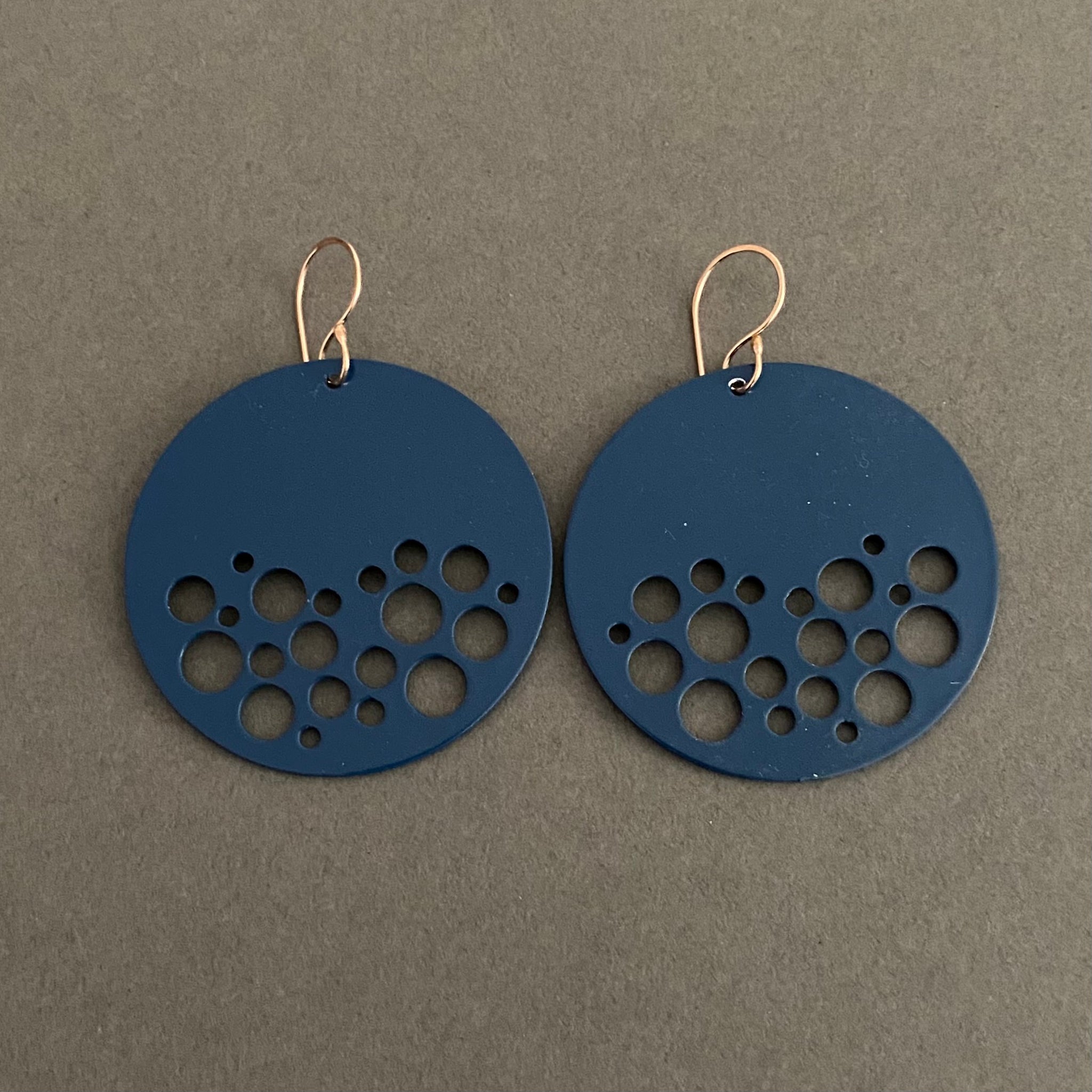 Dot Disc Earrings - Medium, Cadet Blue