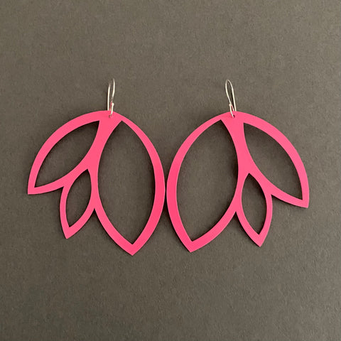 Leaf Earrings - Large, Sassy Pink