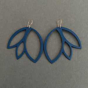 Leaf Earrings - Large, Cadet Blue