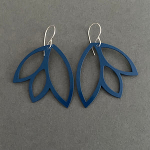 Leaf Earrings - Medium, Cadet Blue