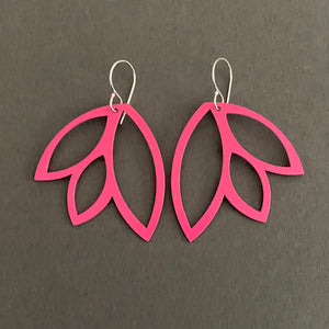 Leaf Earrings - Medium, Sassy Pink