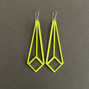 Angled Square Earrings - Chartreuse