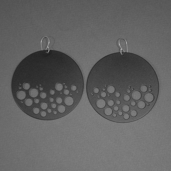 Dot Disc Earrings - Large, Matte Black