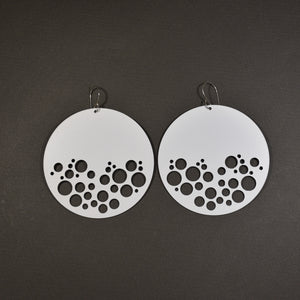 Dot Disc Earrings - Large, Matte White