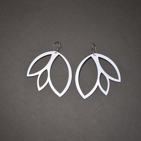 Leaf Earrings - Large, Matte White