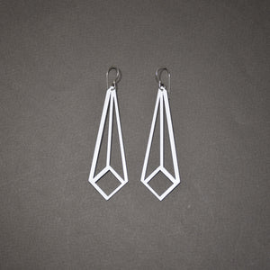 Angled Square Earrings - Matte White