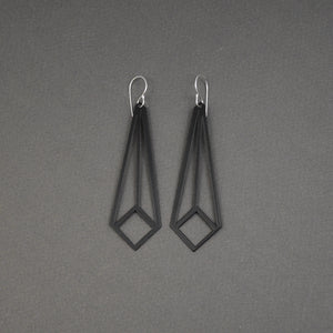 Angled Square Earrings - Matte Black