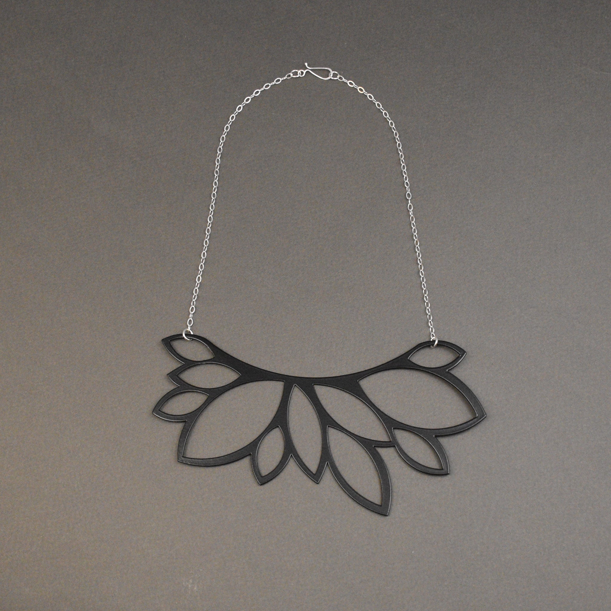 Leaf Bib Necklace - Matte Black